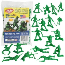 TimMee Processed Plastic Army Men 48pc Green Tim Mee Toy Soldier Figures US Made