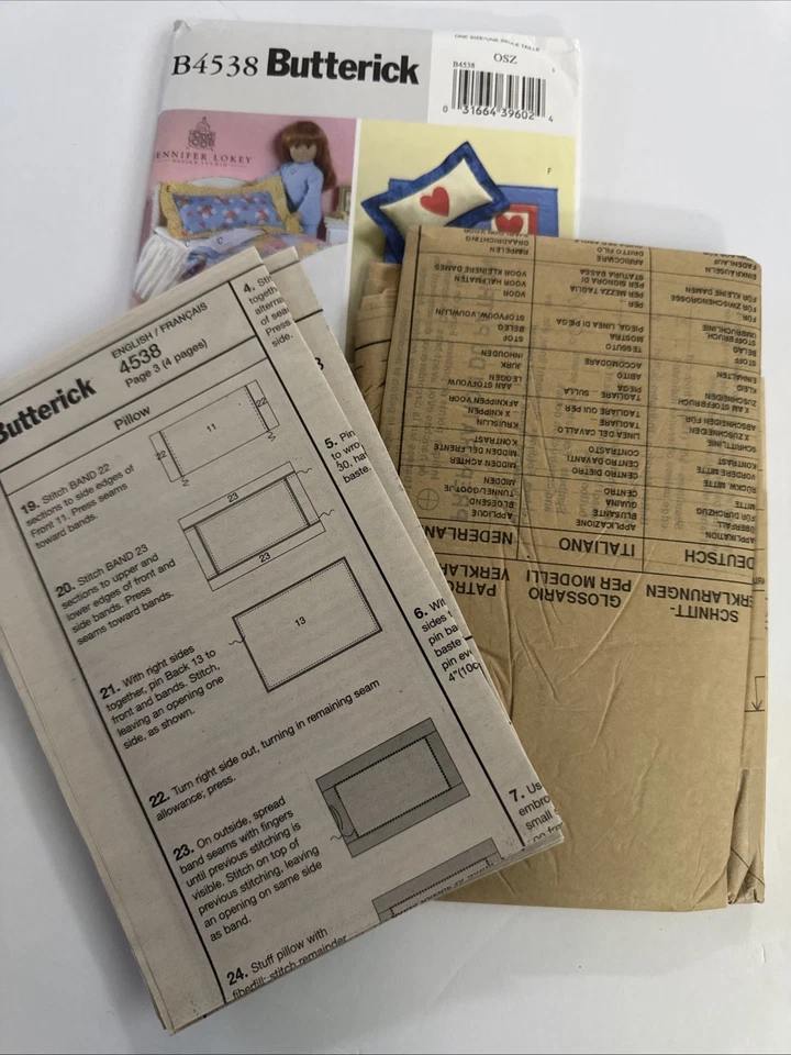 Butterick B4538 18" Doll Bed & Quilts Sewing Craft Pattern Uncut - Image 3 of 3