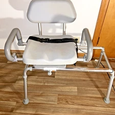 PlatinumHealt Sliding Shower Chair Transfer Bench w/Swivel Seat, Premium Padded