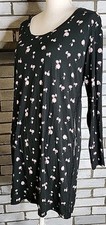 Victoria's Secret Black Pink Floral Scoop Neck Night Gown Size XS Lace Detail
