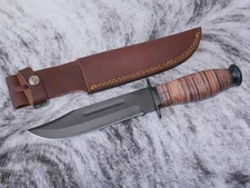 12" Kbar Style Survival Combat Knife Military Marines Black Blade Leather Handle