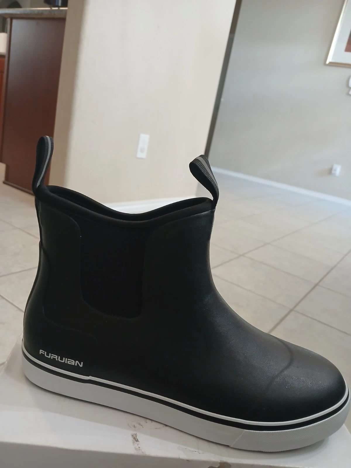 Furuian Men's Deck Boots Fishing Boots Waterproof Rain Boots Ankle Booties Sz 8