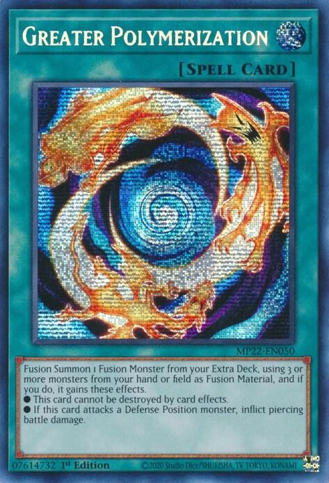 YUGIOH 1x Greater Polymerization Prismatic Secret Rare MP22-EN050 NM