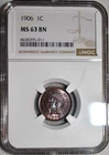 NGC MS-63 BN 1906 Indian Head Cent, Attractively Toned specimen.