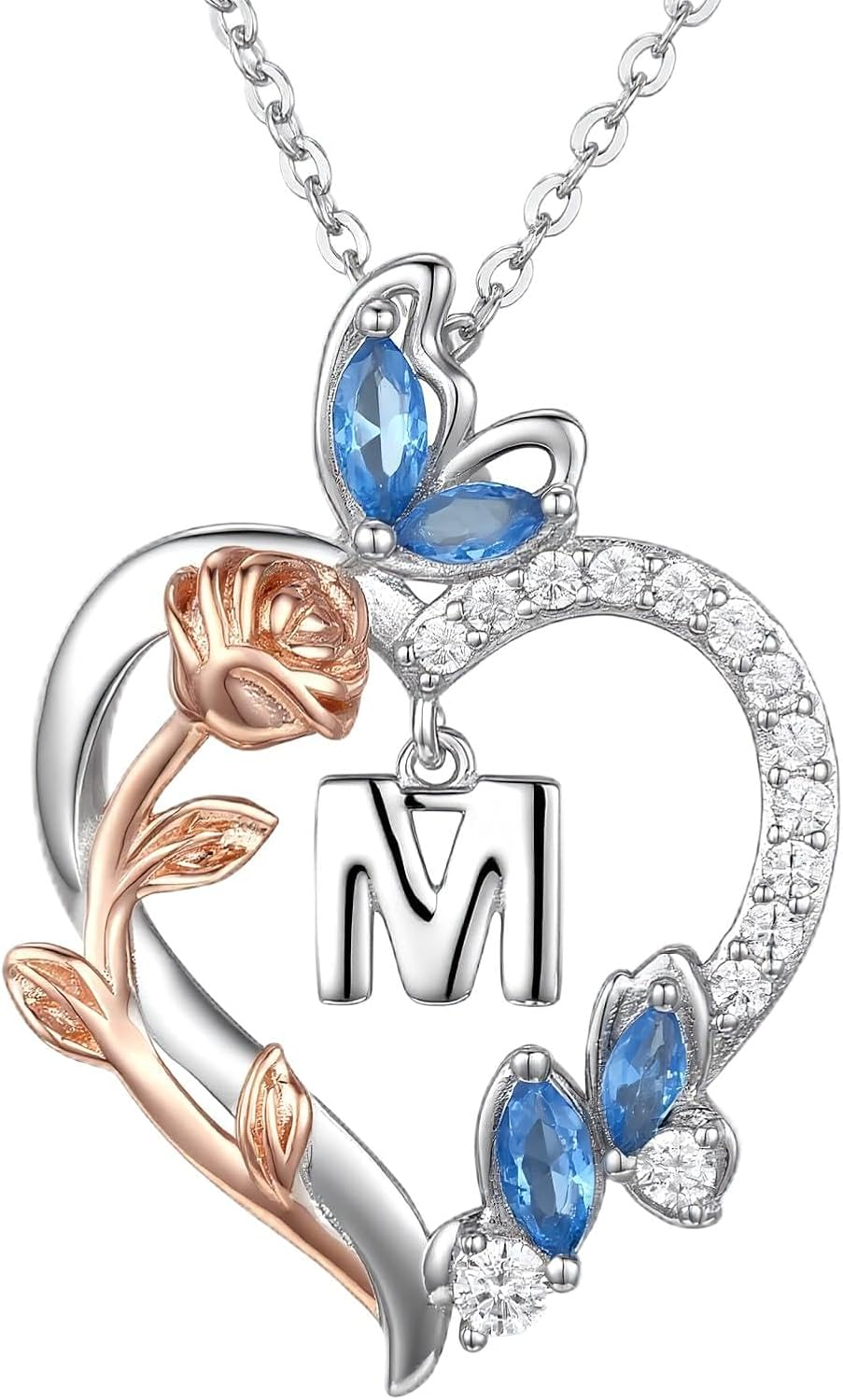 Silver Letter Necklace- Sterling Silver Initial Necklaces for Women- Adjustable