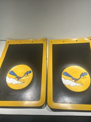 VTG Plasticolor Truck MudFlaps Roadrunner 70s Deadstock  Rubber Yellow 17.5x11.5