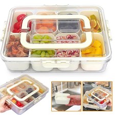 Foldable Handle Snack Storage Box With Transparent Lid And 8 Compartments