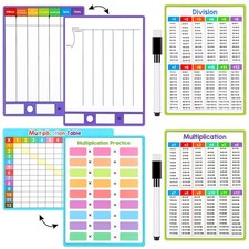 4Pcs Multiplication Division Whiteboard, 8x11 Division Practice White Board w...