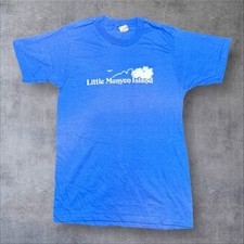 Vintage 80s LITTLE MUNYON ISLAND Destination Made In USA Blue Men’s Tee Small
