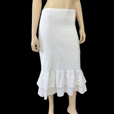 Abercrombie Fitch Skirt Women Large White Smock Ruffle Bodycon NWT