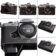 For Olympus OM-3 Handmade Genuine Real Leather Half Camera Case Bag Cover