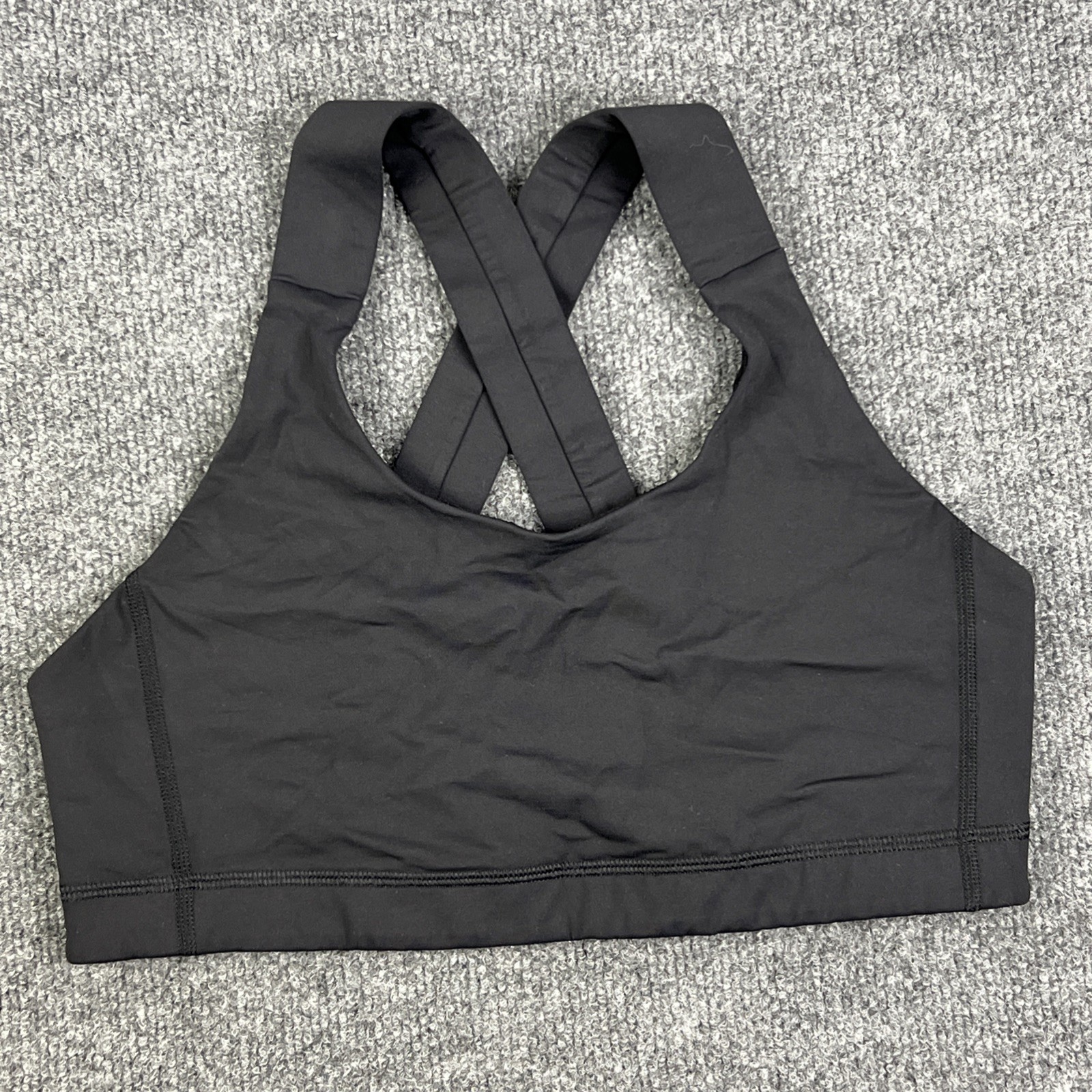 Lululemon Everlux High-Neck Train Bra Solid Black No Pads Sz 12 Large Wide Strap