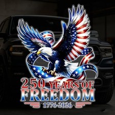 250th Anniversary USA Eagle Car Decal - 1776-2026 American Flag Patriotic