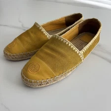 Tory Burch Yellow Espadrille Flats Suede leather size 8