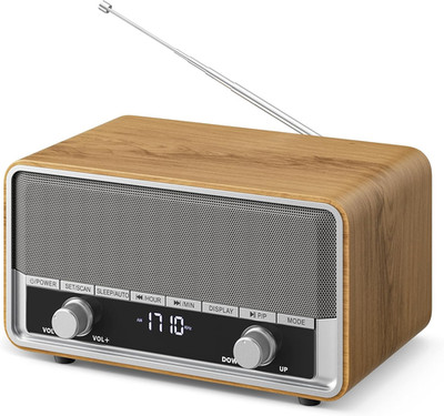 Retro AM FM Radio Plug in Wall, Digital Clock Radio for Bedroom with LCD Display