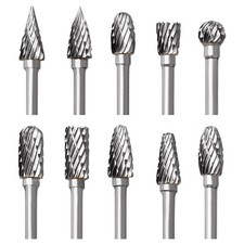 10 Pcs Carbide Rotary Burr Set 1/8 Inch Shank for DIY Carving Metal Polishing