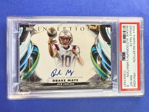 DRAKE MAYE 2024 Topps Inception PSA 8 rookie auto New England Patriots #RAVDM
