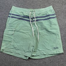 Vintage 90's Polo Sport Ralph Lauren Mens Green Swim Trunks Shorts Lined Size M