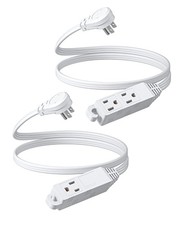 DEWENWILS 2 Pack 3FT Outlet Extension Cord with Flat Plug, 16/3 Awg SPT-3 Cord