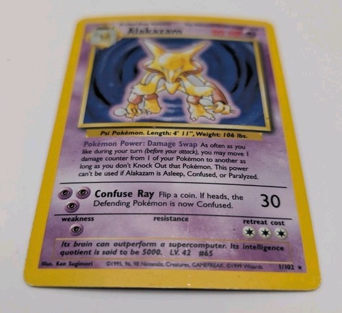 Pokemon TCG Alakazam 1/102 Unlimited Holo WOTC 1995 Rare - Picture 6 of 15