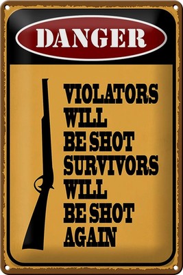 Ontrada Blechschild 20x30cm gewölbt danger violators will be shot Schild