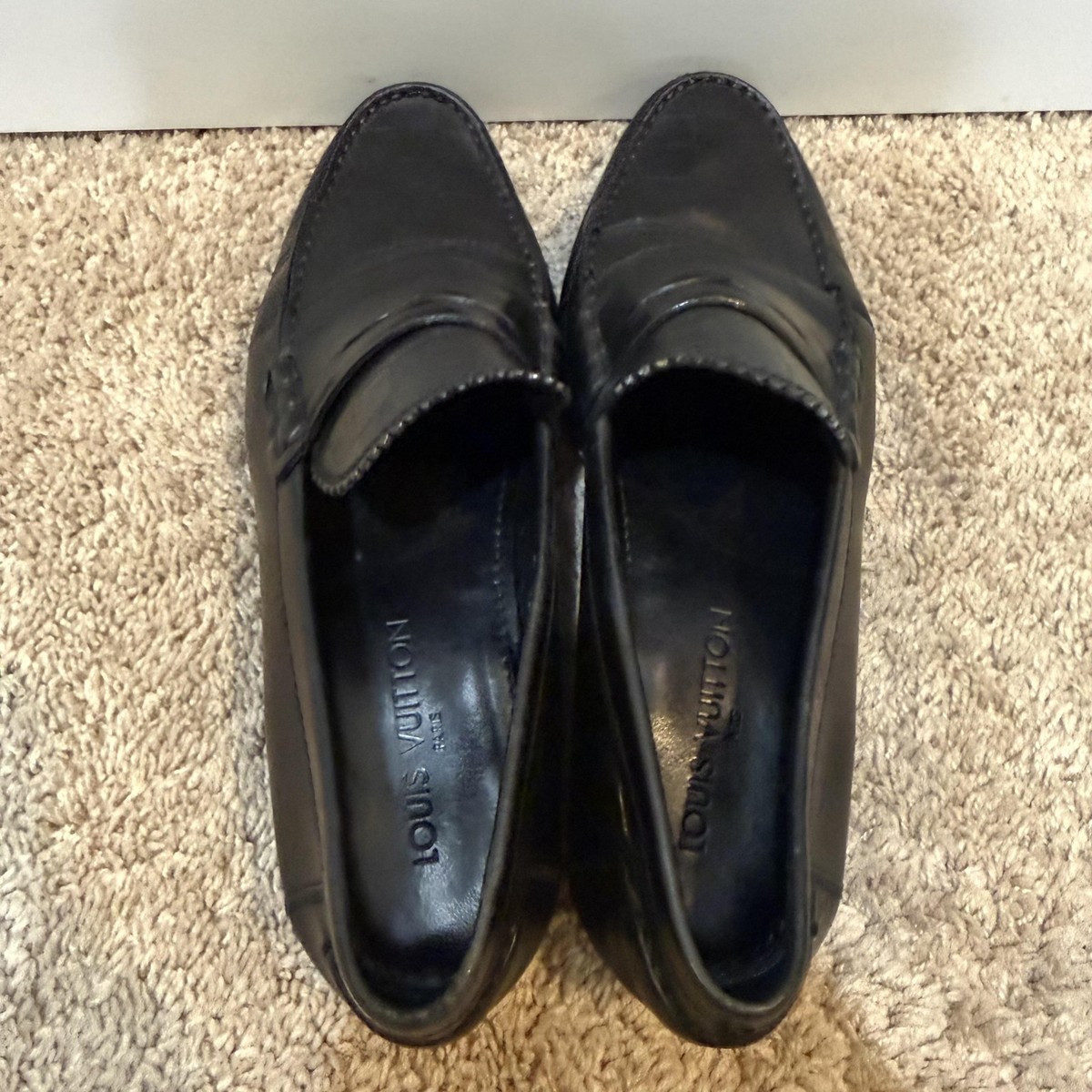 Louis Vuitton Loafer Dress Shoes Mens Size 9 Black Leather 