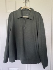 Croft Barrow Easy Care Men's Fleece 1/4 Zip Collared Pullover Green L