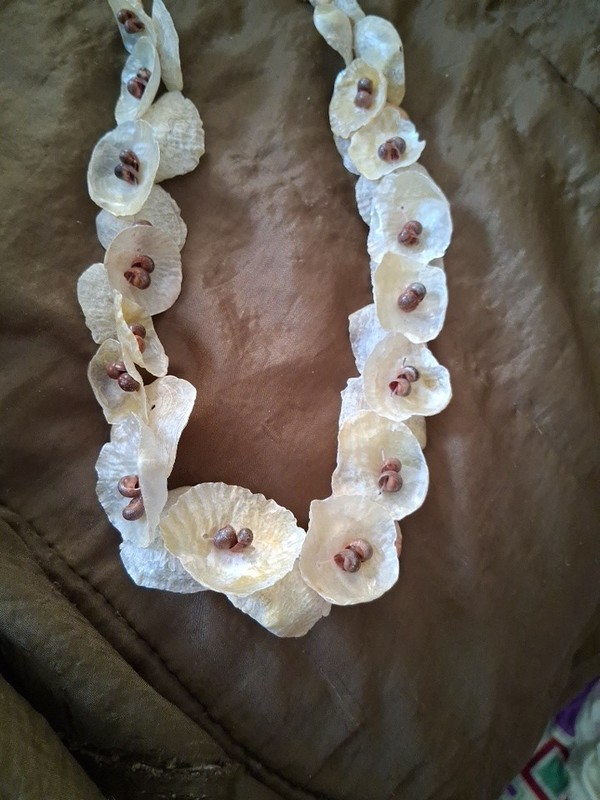 Vintage Flower Mother of Pearl Long  Necklace 