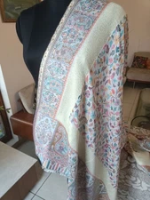 MASTERPIECE HAND-CUT KANI SILK BLEND JAMAVAR STOLE PAISLEY HANDMADE PASHMINA