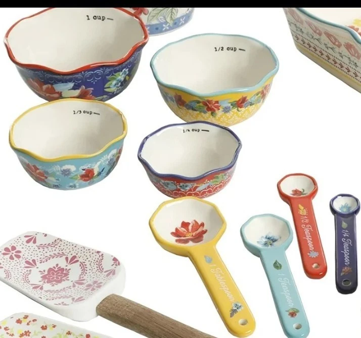 Pioneer Woman Spring Bouquet Eight Piece Measuring Set Cups Spoons
