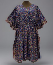 Kurta Indian Floral Pattern Gown Singapore Cotton Kaftan Beach Wear Sz S/M
