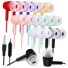 50 Pack Bulk Earbud Headphones with Mic Student in Ear Multicolor Classic
