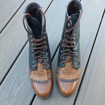 ARIAT WOMENS LEATHER LACE UP ANKLE BOOTS TASSELED SIZE 8M WESTERN