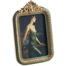 Ornate 4x6 Picture Frame, Green Vintage Photo Frame, Hand-Crafted Resin Frame...