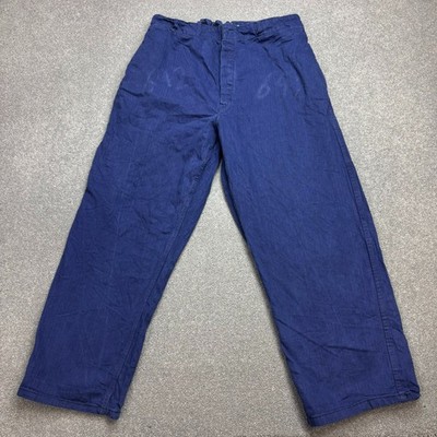 VINTAGE französische Hose Erwachsene 31x27 blau Workwear Chore Fischgrät Sanfor Herren