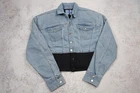 MUGLER H&M Men Waist - detail denim jacket Light blue black Size XL XLarge ITALY