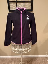 Puma Girls' Full Zip Fleece Jacket, NWT, Black With Pink Accents Size XL 16 