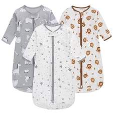 Sleep Sack Long Sleeve 3 Pack 100% Cotton Baby Wearable Blanket Long Sleeve S...