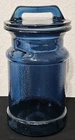 Vintage LE Smith Cobalt Blue Glass Lid Apothecary Jar Canister Milk Can 10.5" E1