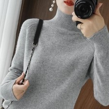 Turtleneck Cashmere Knitted Sweater Women Jumpers Long Sleeve Thick Pullover Top