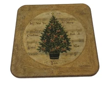 Pimpernel Cork Back Christmas Tree Coasters Made in England 4” X 4” Set Of 6