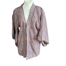 Japanese Vintage Kimono Mauve Pink Patterned Haori Jacket
