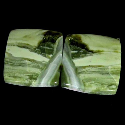 23.00Cts.100%Natural Green Serpentine Pair Cushion Cab 15x15x4mm Losse Gemstone