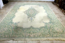 15X11 1940's PALACE ANTIQUE 300KPSI HAND KNOTTED VEGETABLE DYE KERMANN WOOL RUG