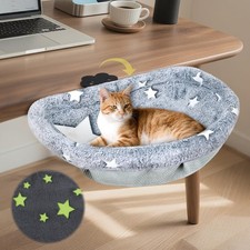 Cat Desk Bed with Clamp, Glow in The Dark Cat Desk Hammock, Desk Perch with R...