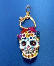 Betsey Johnson Crystal Sugar Skull Day of the Dead Key Purse Charm Bling