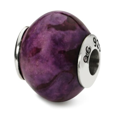 Purple Magnesite Stone Bead .925 Sterling Silver Antique Reflection Beads
