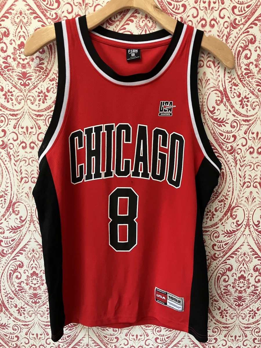 FSBN Basketball Chicago Bulls '8 1992 Mens Jersey Red Sleeveless