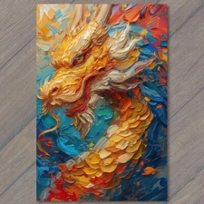 Art Print Dragon Golden Majestic Colorful Bright Vibrant Palette Painting Yellow