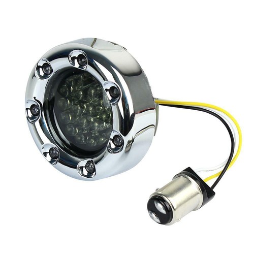 Eagle Lights 2" Harley LED Front / Rear 1157 Turn Signals Chrome Trim & Resistor - Picture 10 of 12